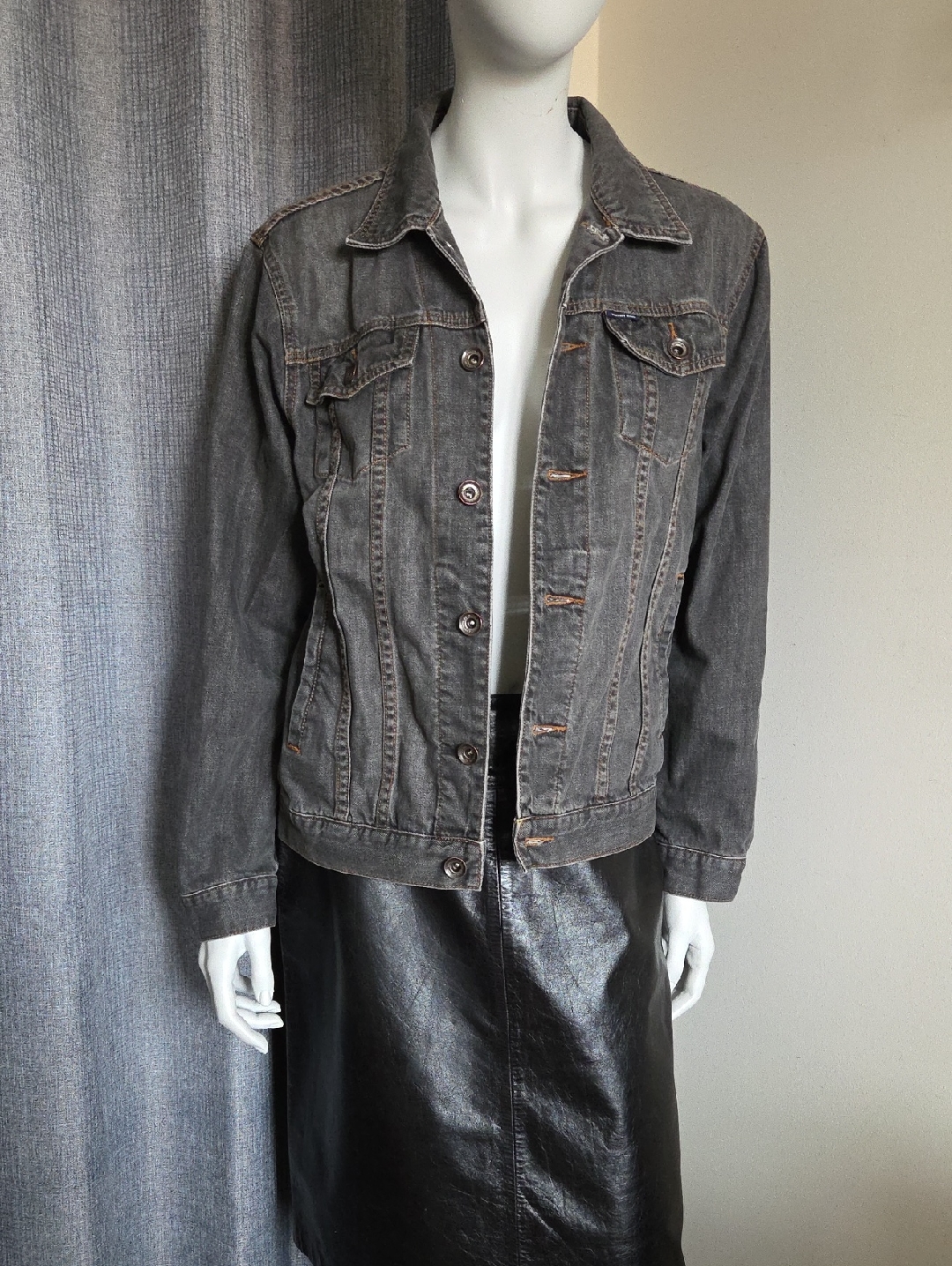 Playboy Jeans Charcoal Gray Demin Classic Button-Front Jean Jacket